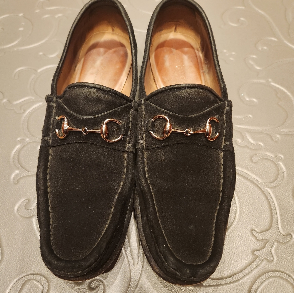 Black Gucci Women's Suede Loafers Size 7.5 B